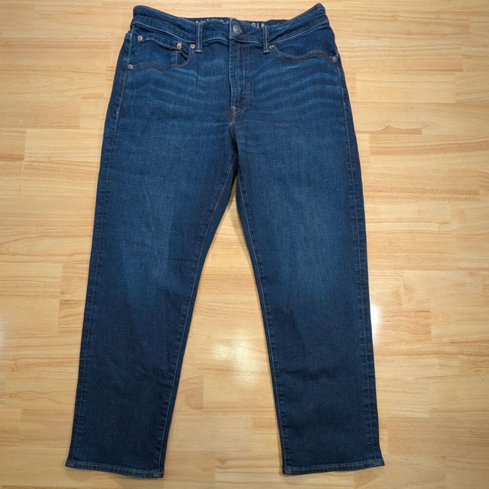American Eagle AirFlex+ Jeans Mens 34x30 Actual 34x28 Straight Slim Stretch Blue